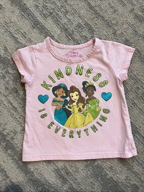 Disney Pink Princess Graphic Tee with Teal & Yellow Accents
